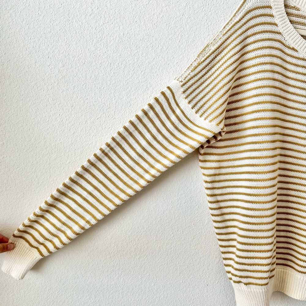Emerson Fry Carolyn Sweater in Marigold Stripe Organic Cotton Size Large - Picture 6 of 8
